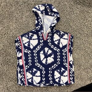 Crewcuts tie dyed terry coverup with neon pink trim, size S (size 6)